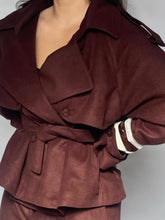Charger l'image dans la galerie, ENSEMBLE EN LAINE MINI TRENCH ET PANTALON - MARRON CHOCOLAT