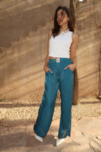 Charger l'image dans la galerie, PANTALON 100% SOIE COBALT