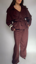Charger l'image dans la galerie, ENSEMBLE EN LAINE MINI TRENCH ET PANTALON - MARRON CHOCOLAT
