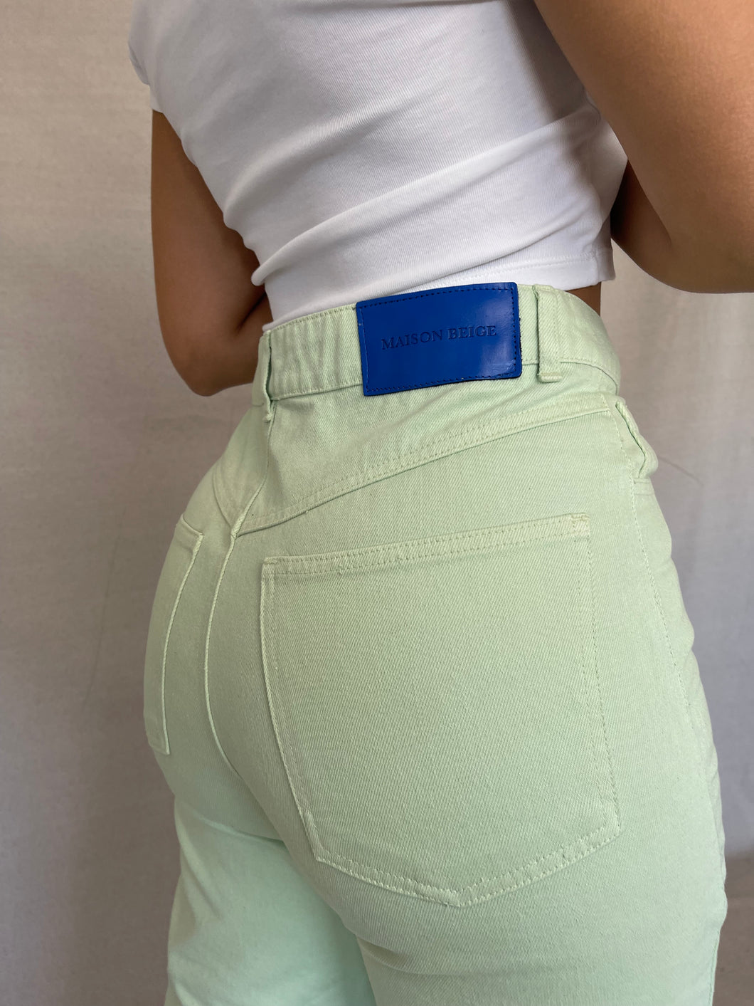 JEAN - PANTALON DENIM VERT EAU