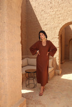 Charger l'image dans la galerie, ROBE EN LIN MANCHES LONGUES- ULYSSE MARRON
