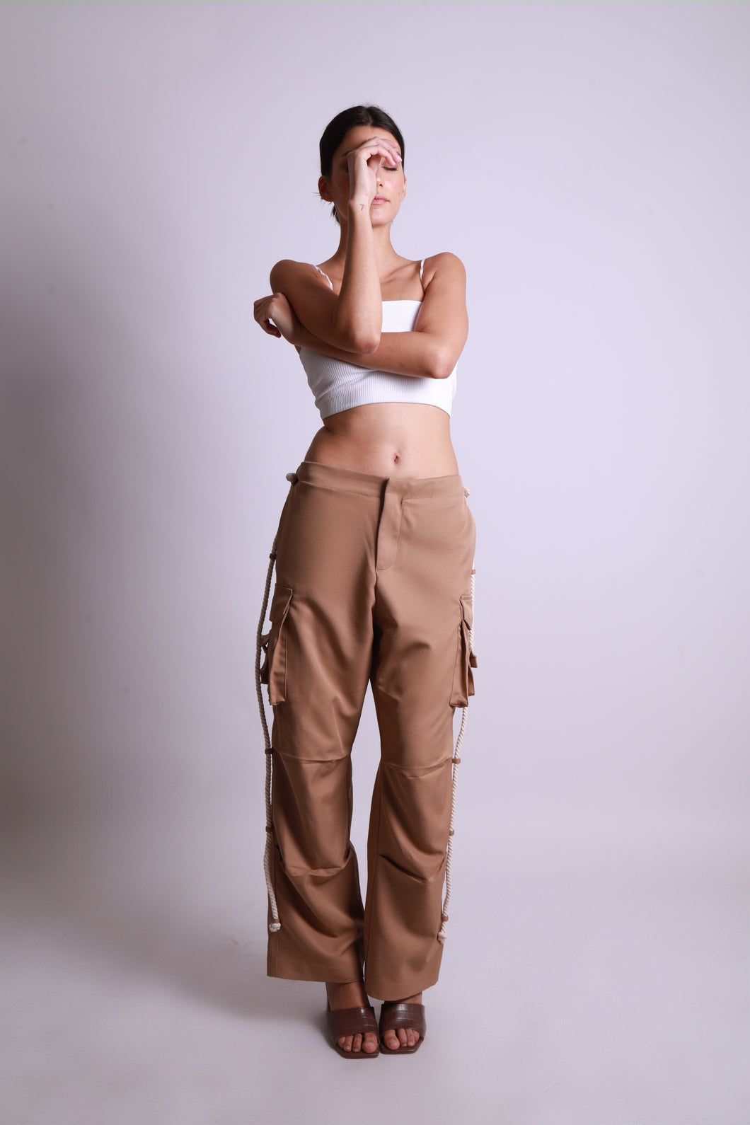 MAISON BEIGE PANTALON CARGO 